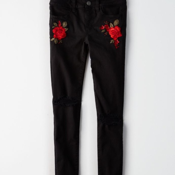 black jeans with rose
